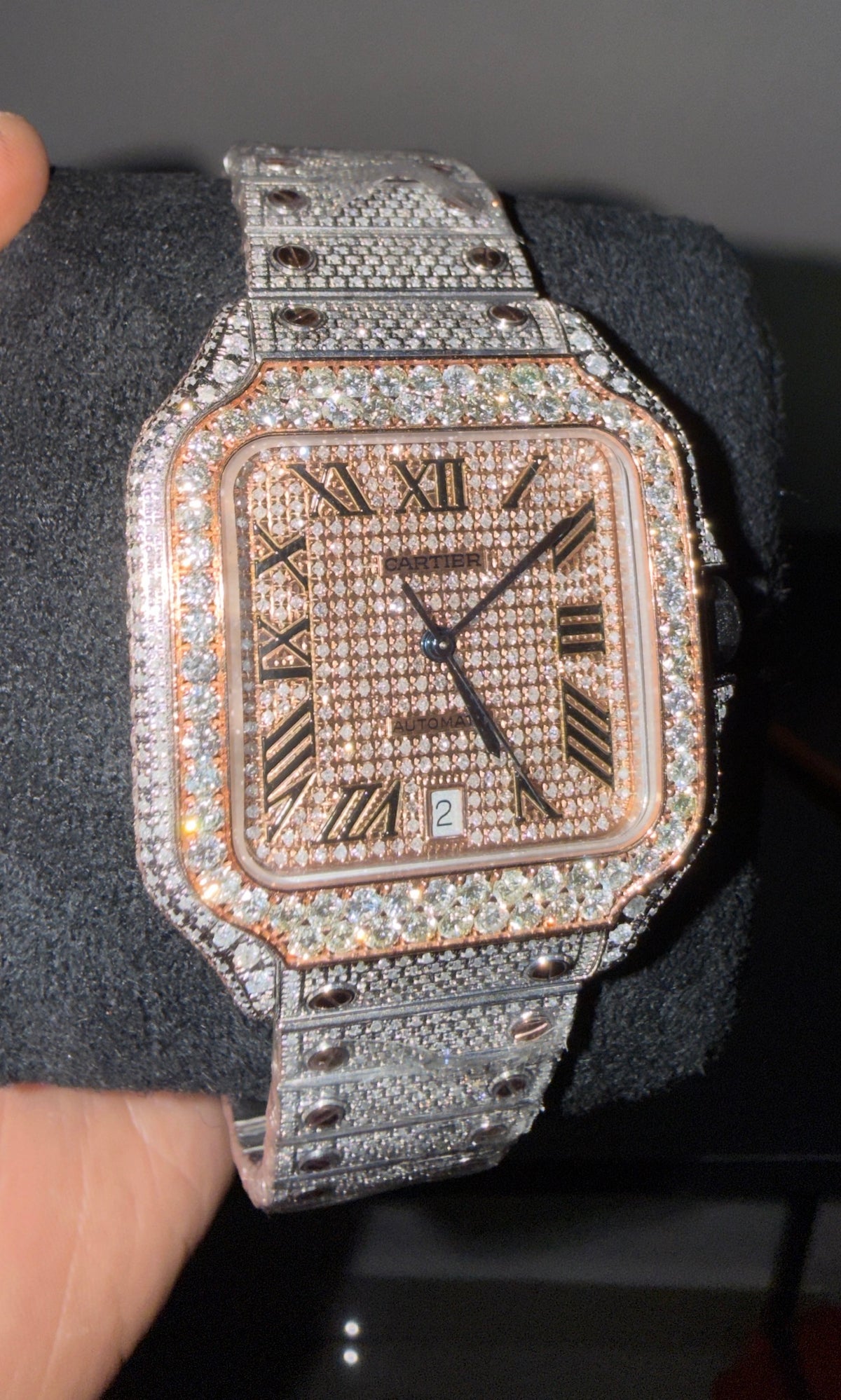 Cartier Santos L oro rosa con diamantes
