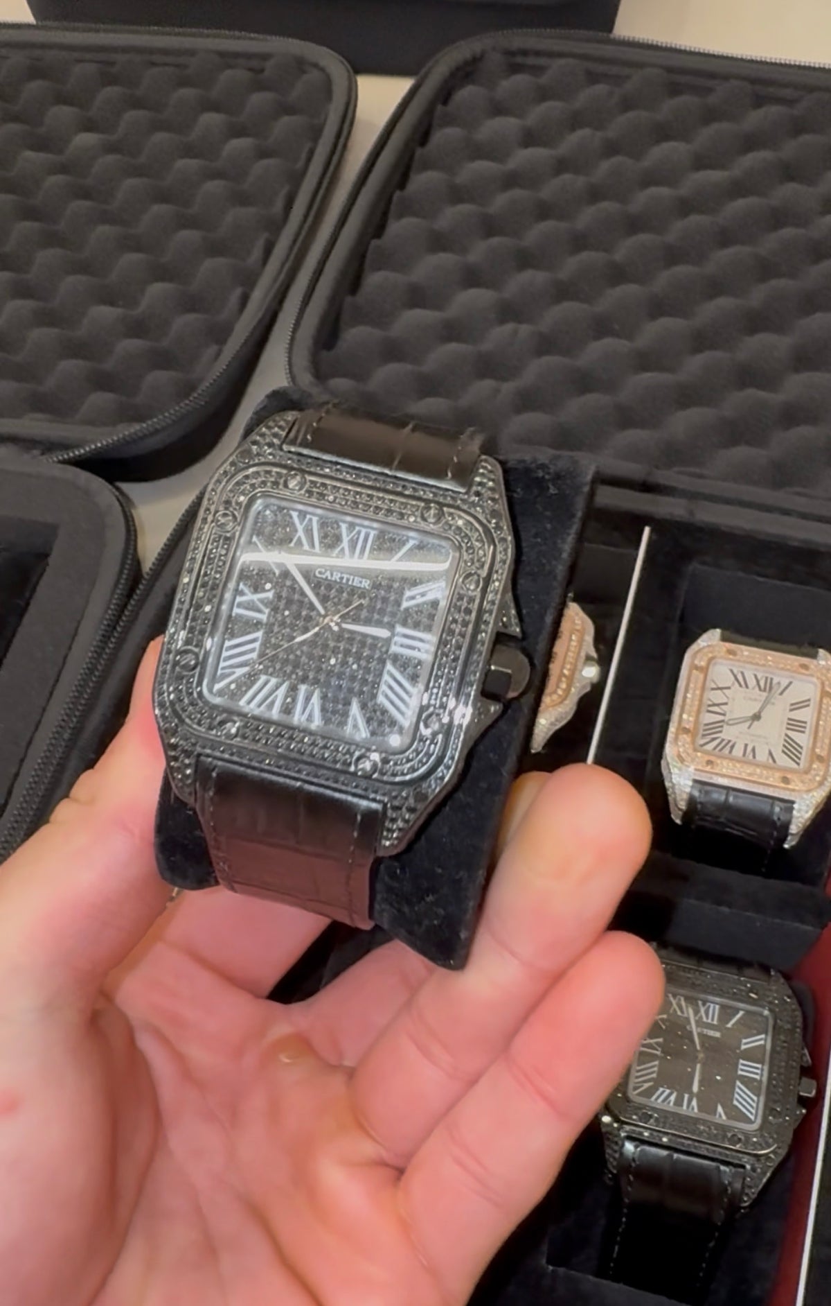 Cartier Santos XL negro correa de piel
